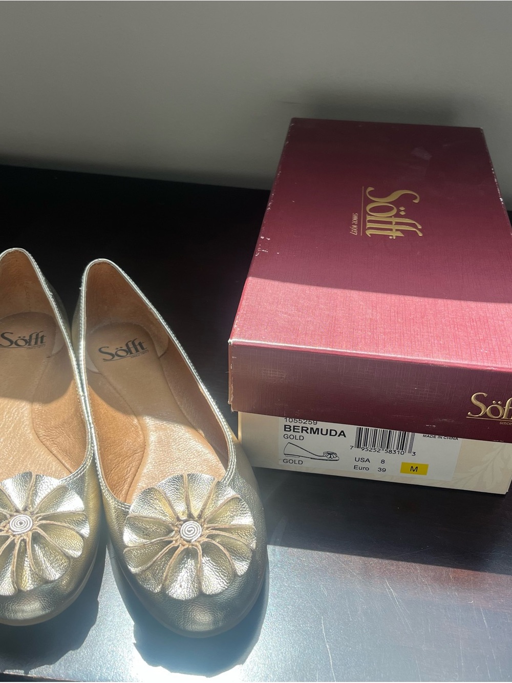 Sofft Bermuda Gold Leather Ballet Flats